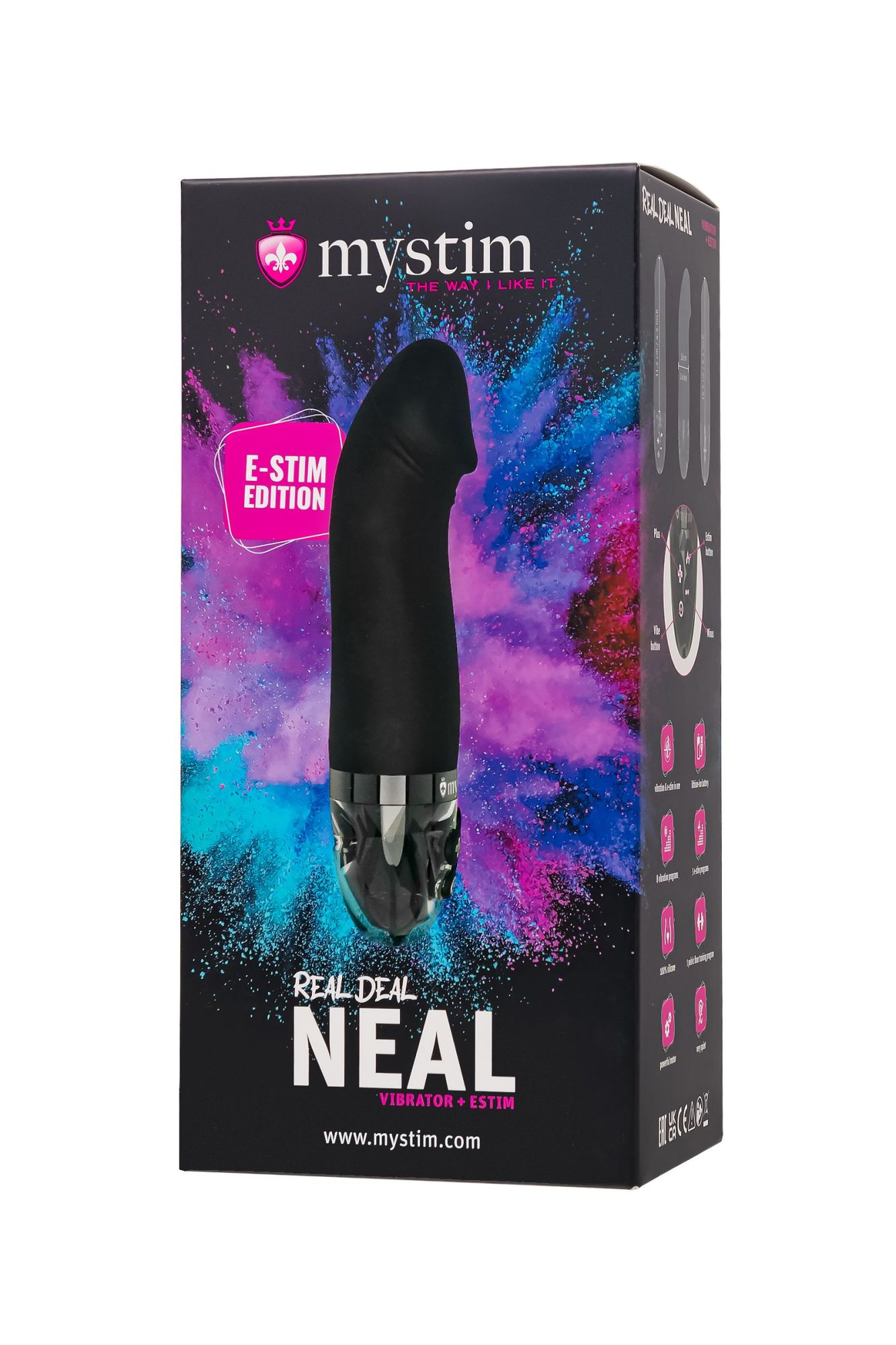 вибратор mystim real deal neal с электростимуляцией, силикон, черный, 16,5 см в Севастополе
