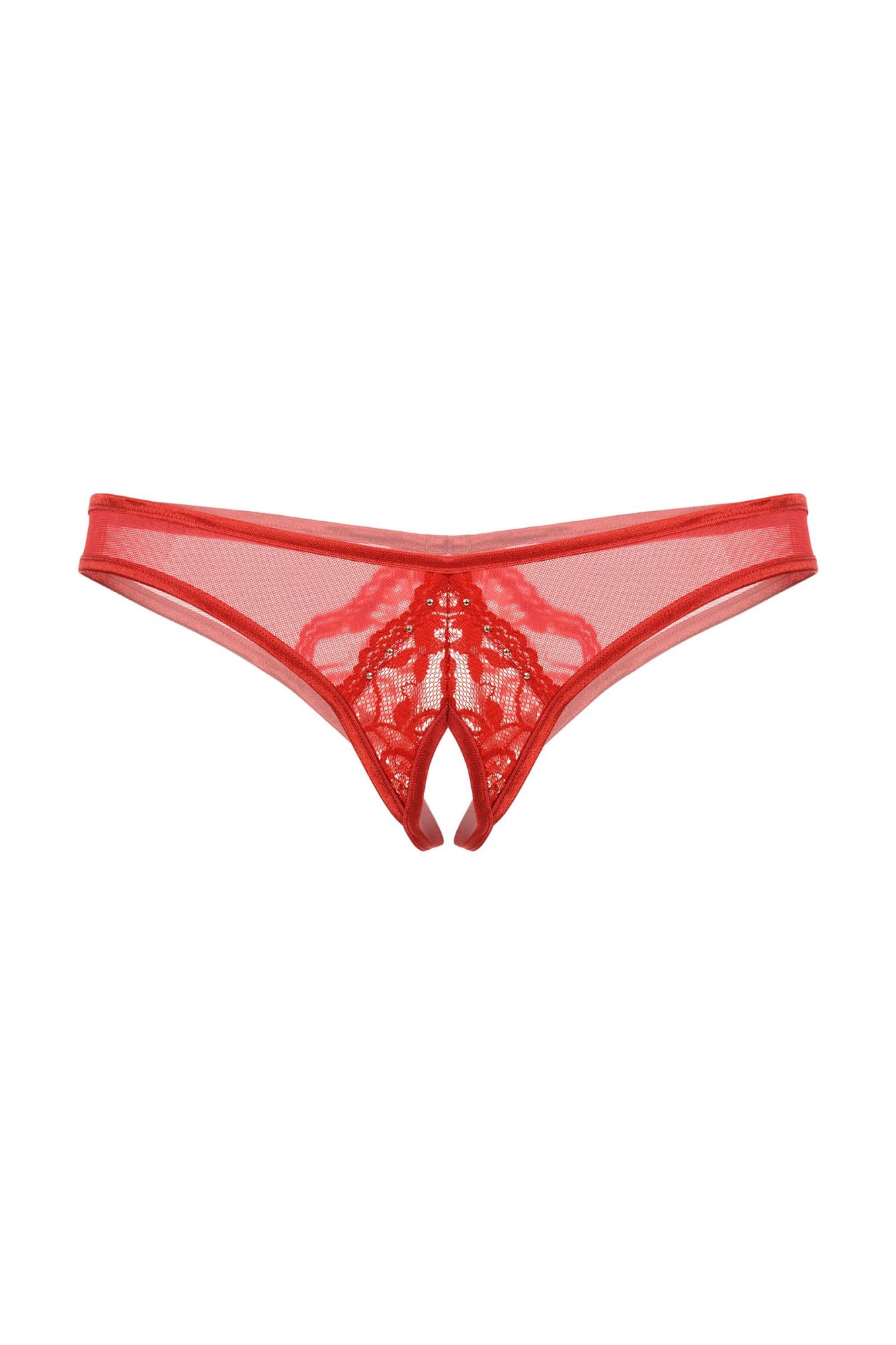Эротическое трусики открытые с украшениями softline collection, красный, m/l в Севастополе