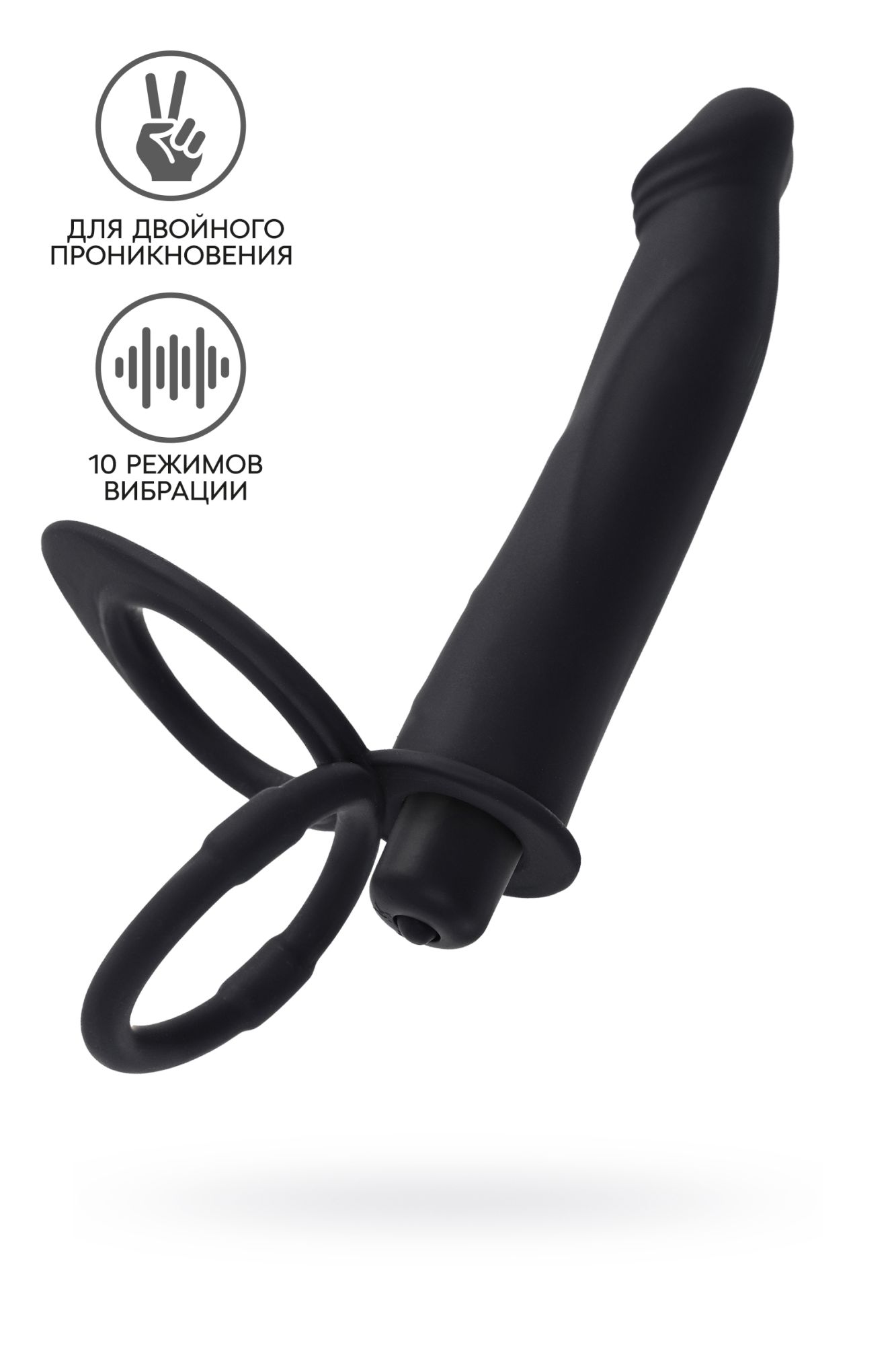 насадка на пенис для двойного проникновения black&red by toyfa, силикон, чёрная, 19 см в Севастополе