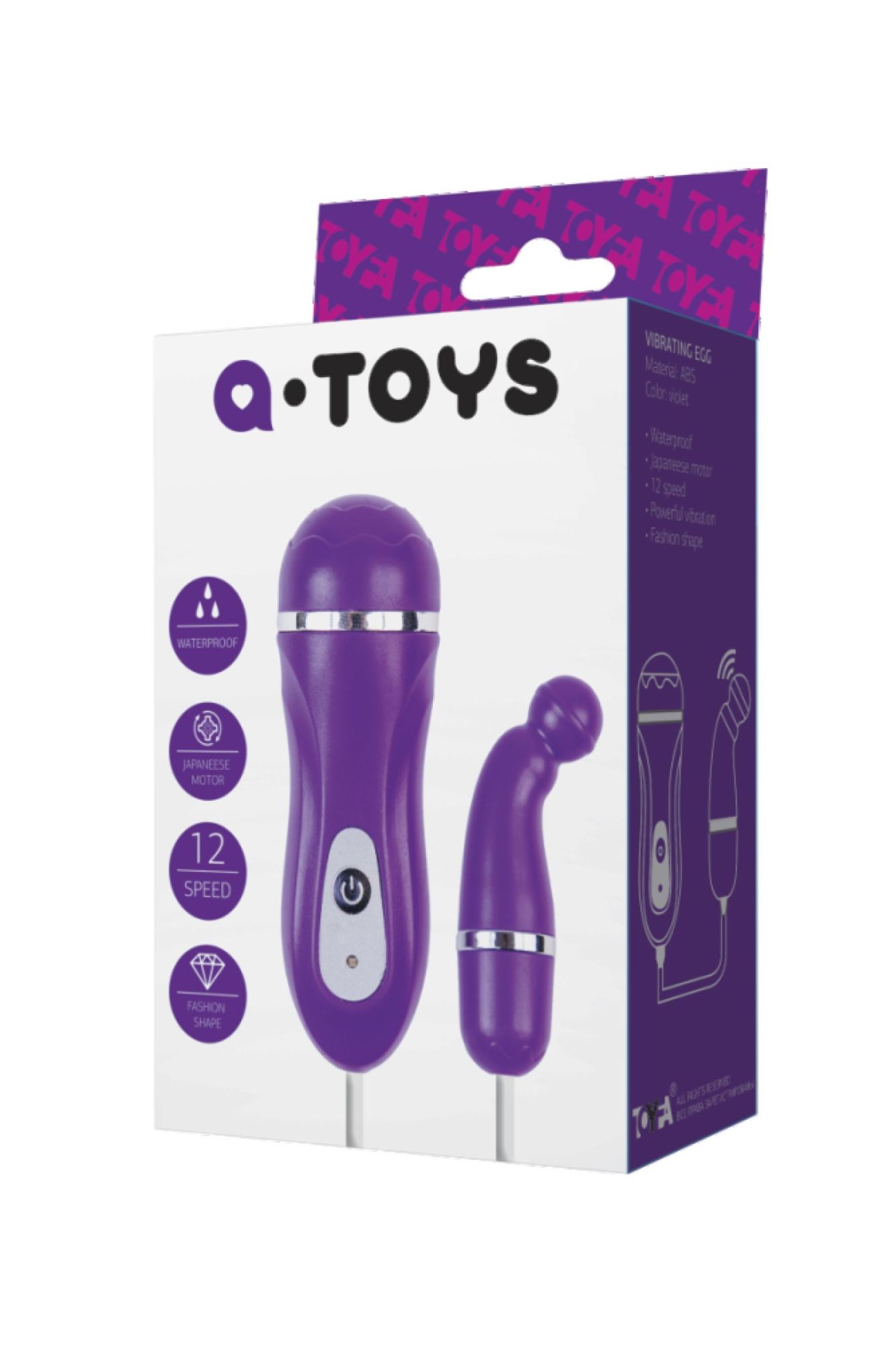 виброяйцо с пультом управления toyfa  a-toys beany, abs пластик, фиолетовый, 5,5 см в Севастополе