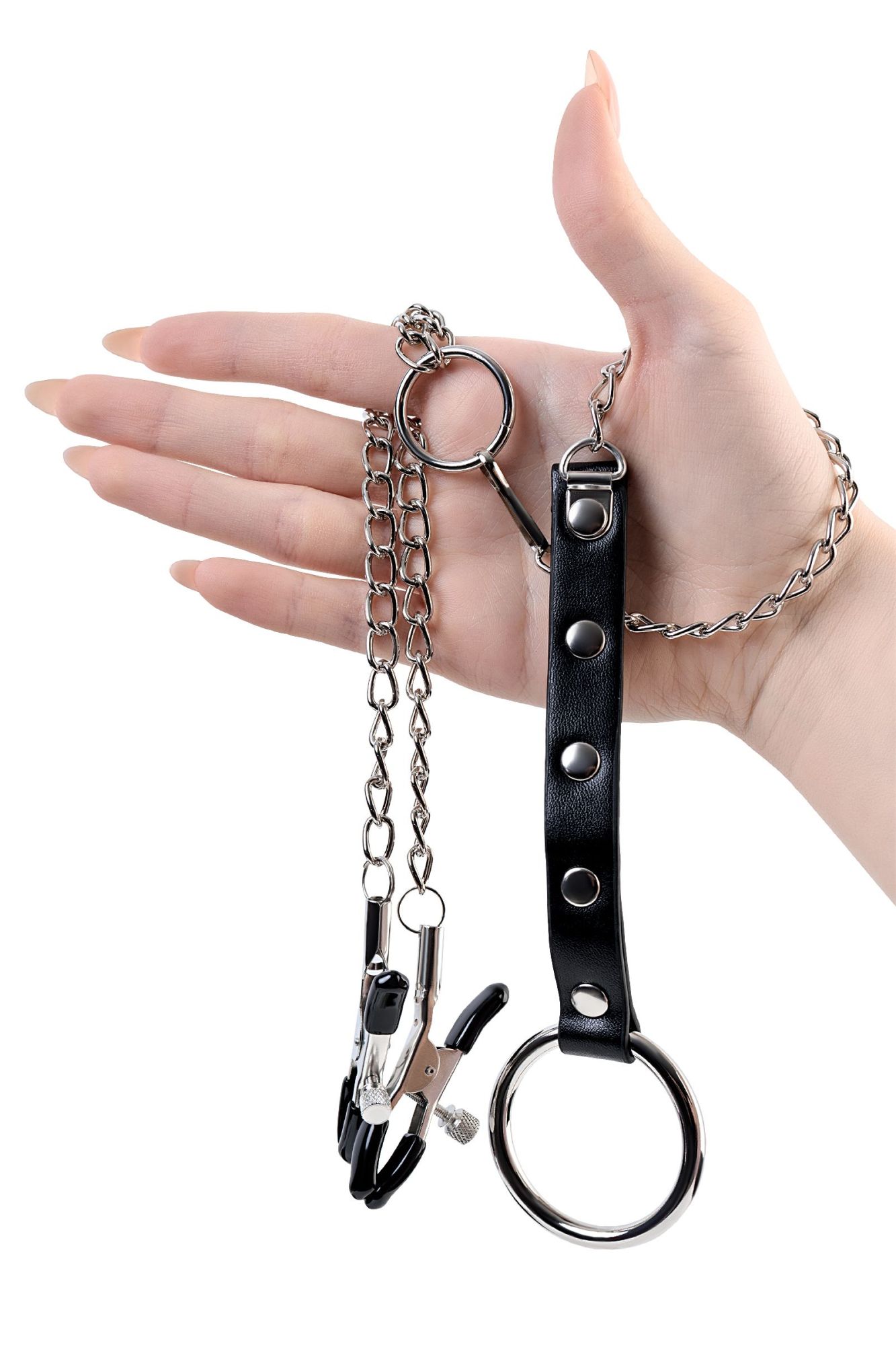 зажимы для сосков toyfa metal с кольцом для пениса, серебряные, 60 см в Севастополе