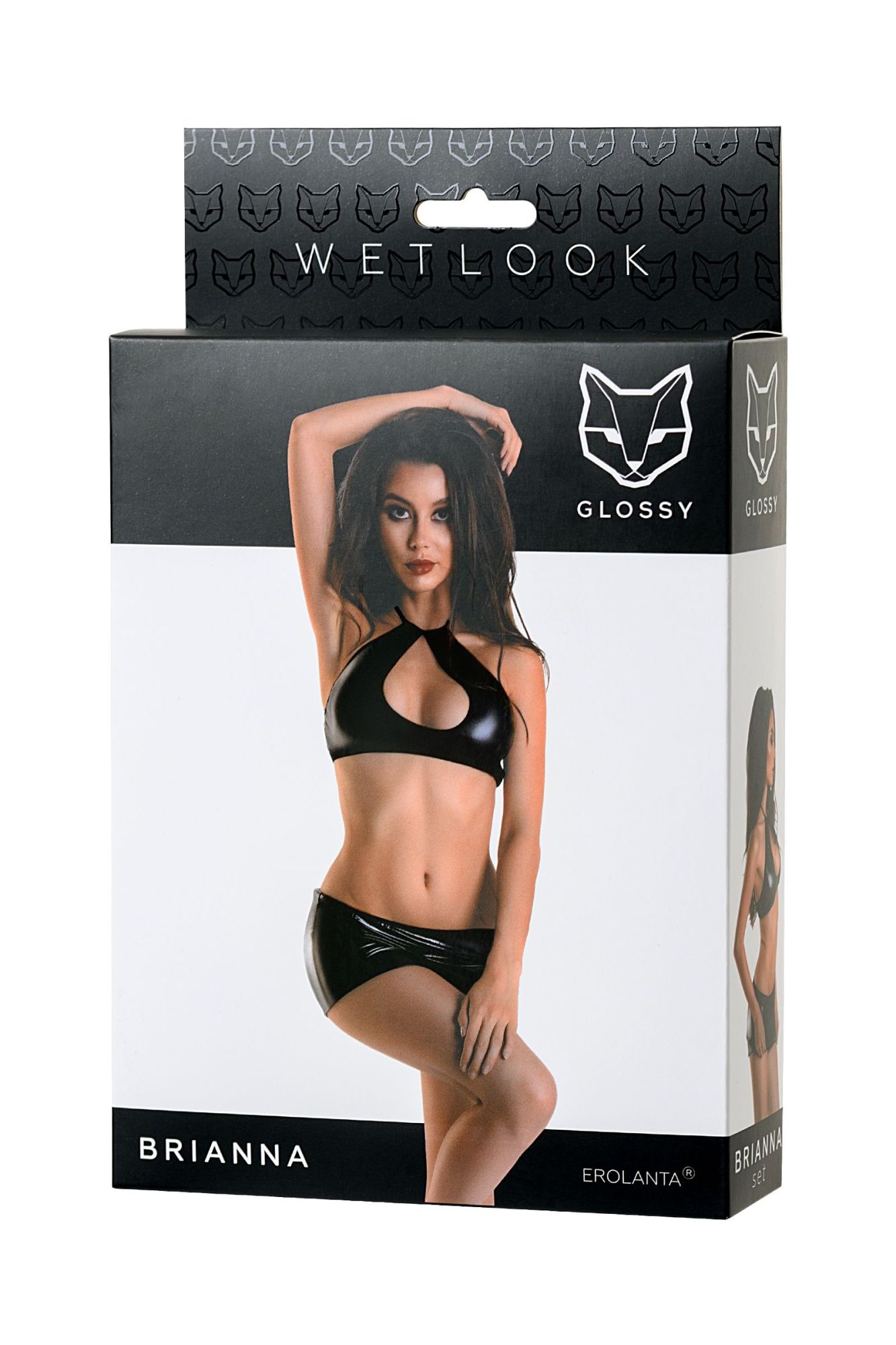 Эротическое комплект glossy brianna из материала wetlook, черный, l в Севастополе