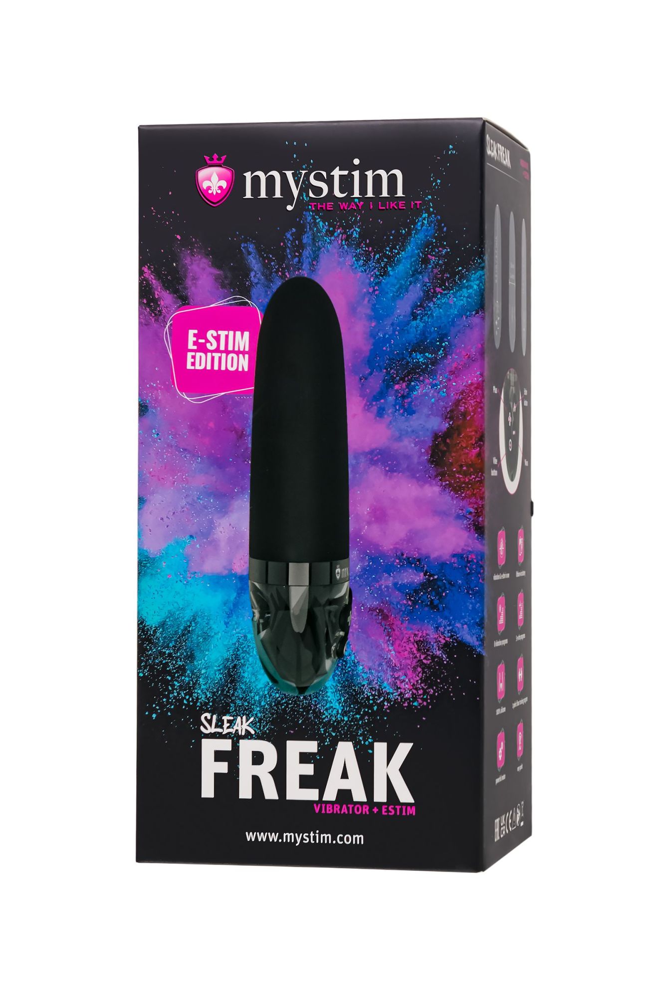 вибратор mystim sleak freak с электростимуляцией,силикон, черный, 14,5 см в Севастополе