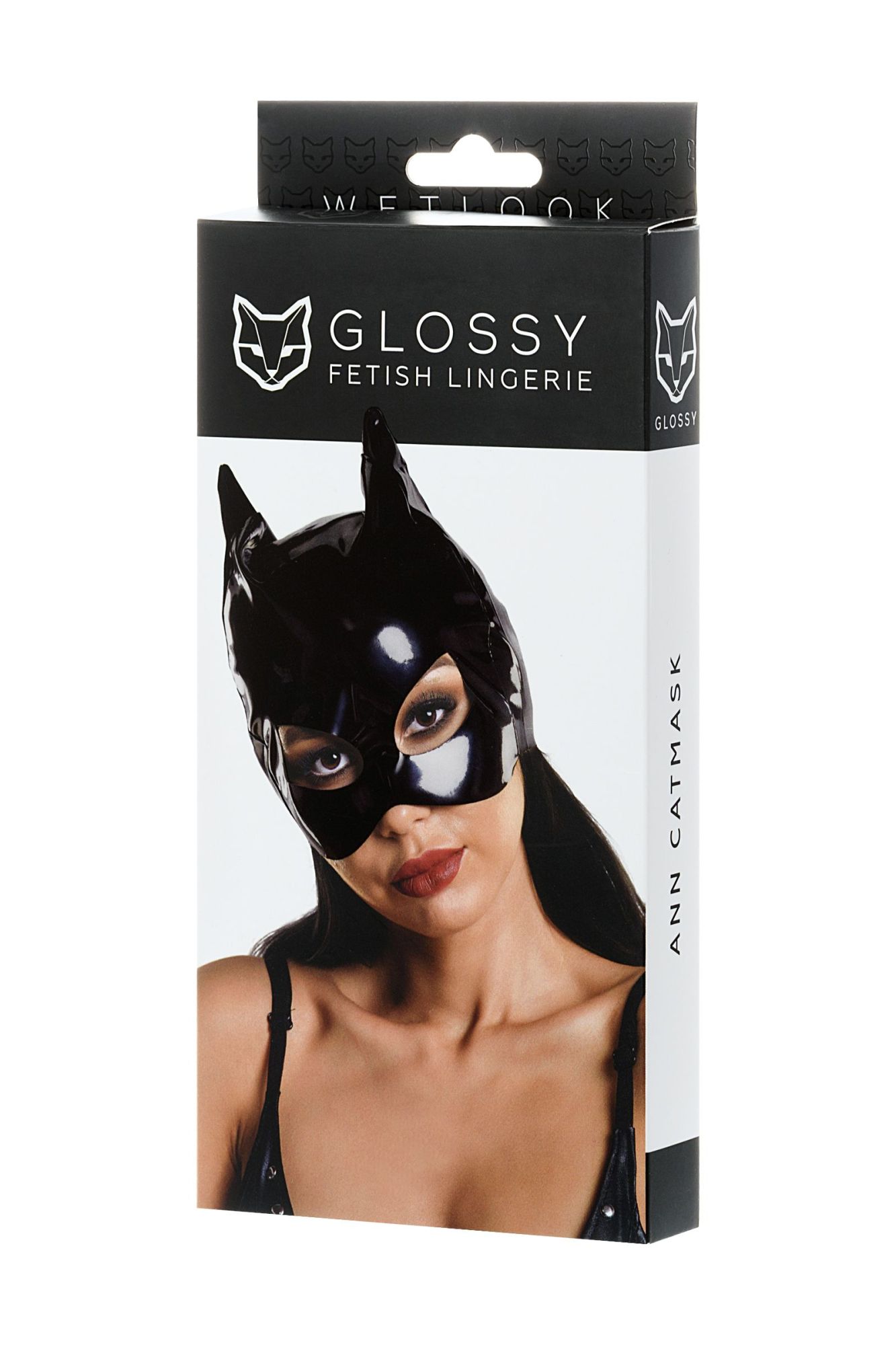 маска кошки glossy ann из материала wetlook, черный, os в Севастополе