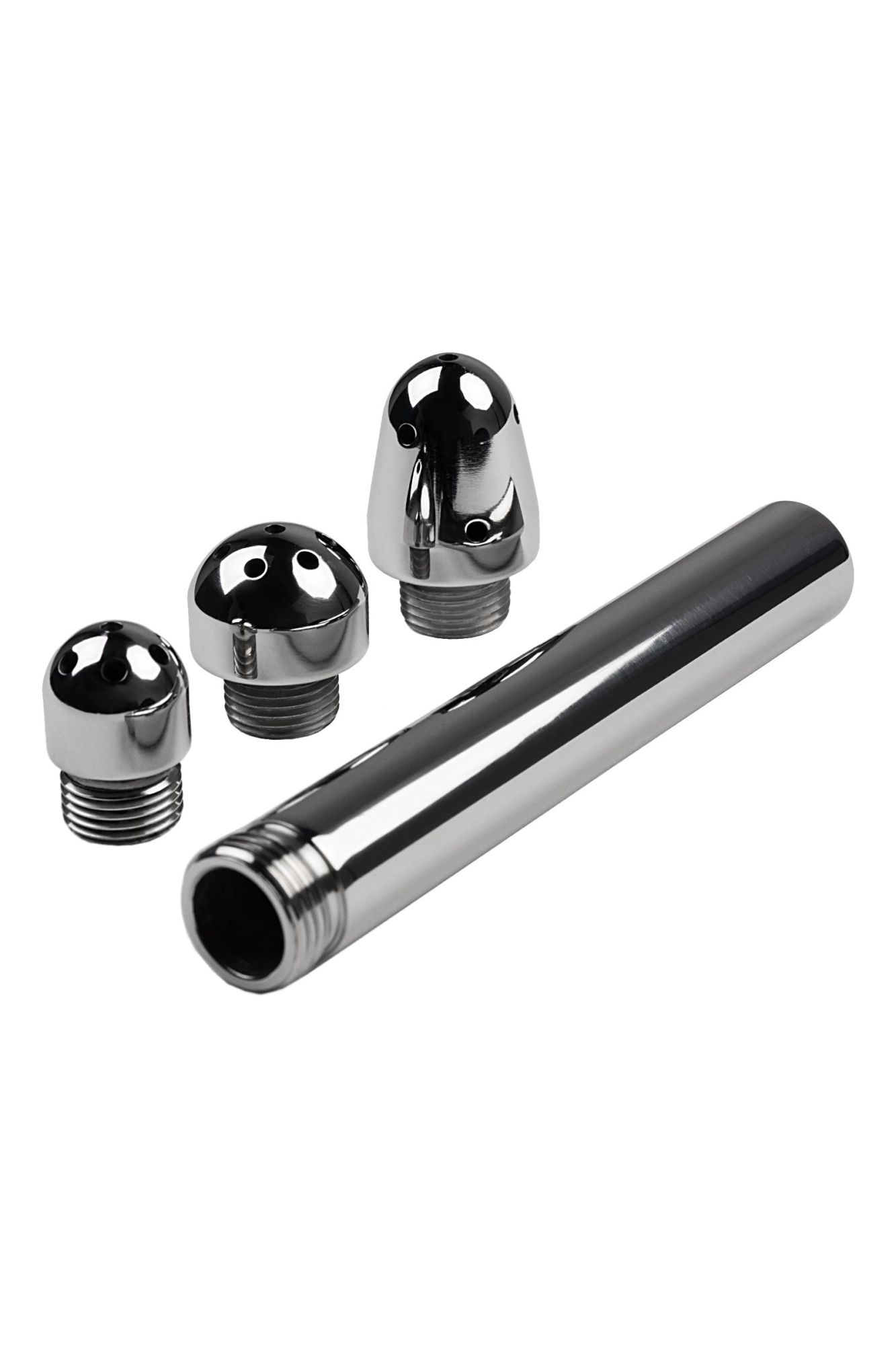 анальный душ с тремя насадками metal by toyfa, металл, серебряный, 13 см в Севастополе