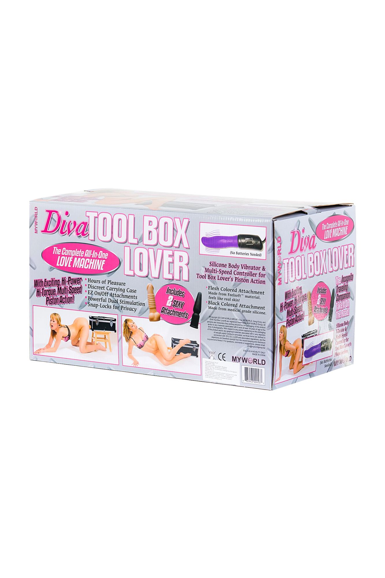 секс-чемодан diva tool box, с двумя сменными насадками, металл, черный, 41 см в Севастополе
