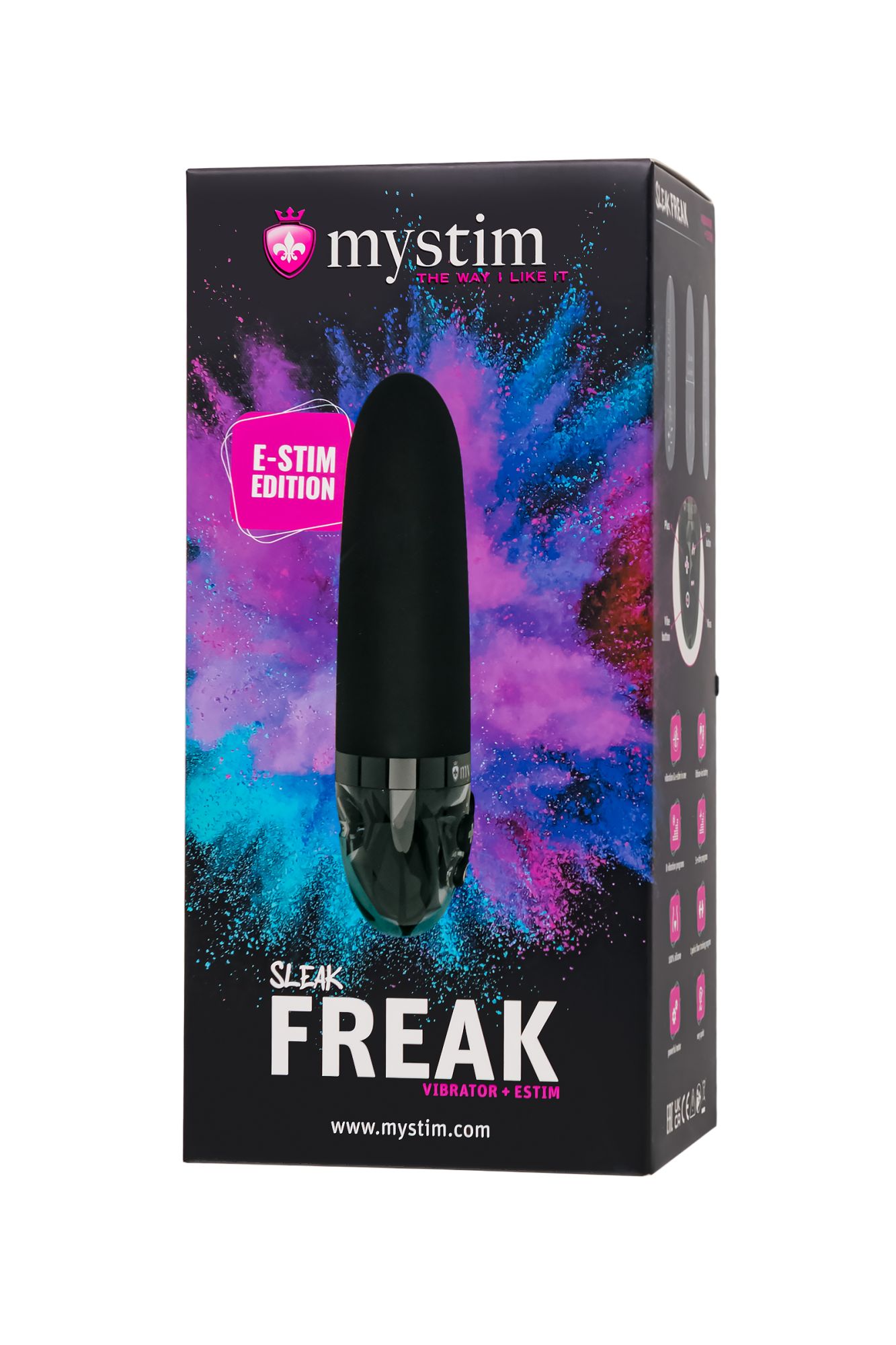 вибратор mystim sleak freak с электростимуляцией,силикон, черный, 14,5 см в Севастополе