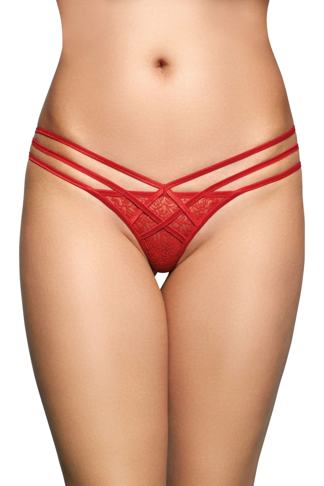 Эротическое стринги с геометрическим узором softline collection, красный, s/m в Севастополе
