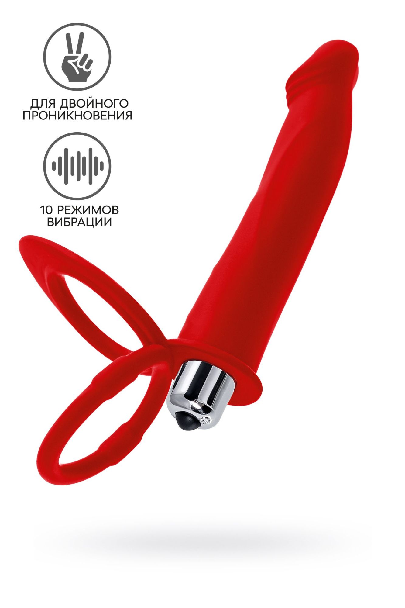 насадка на пенис для двойного проникновения black&red by toyfa, силикон, красная, 19 см в Севастополе