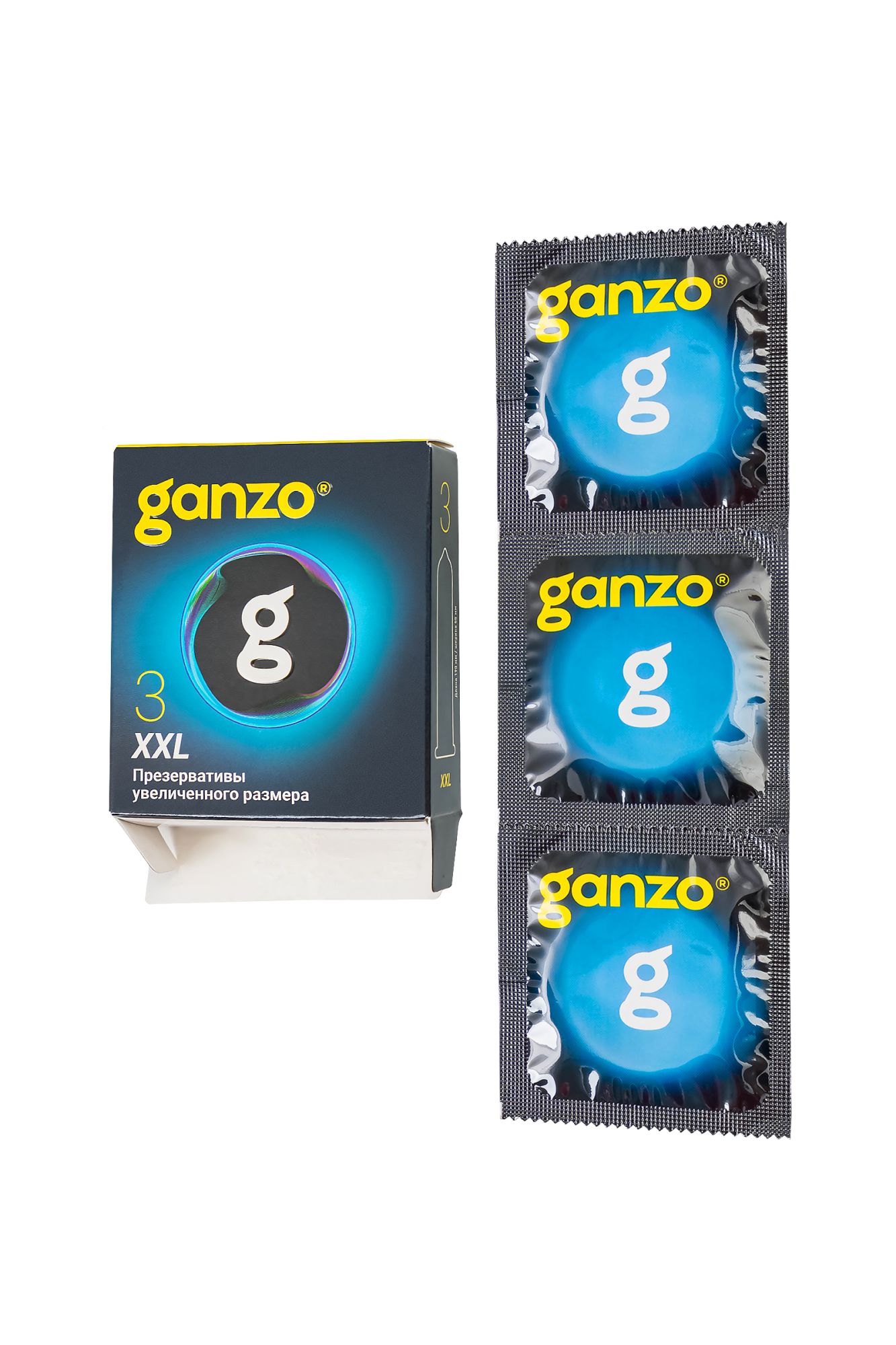 презервативы  ganzo xxl увеличенные, латекс, 19 см, 5,5 см, 3 шт. в Севастополе