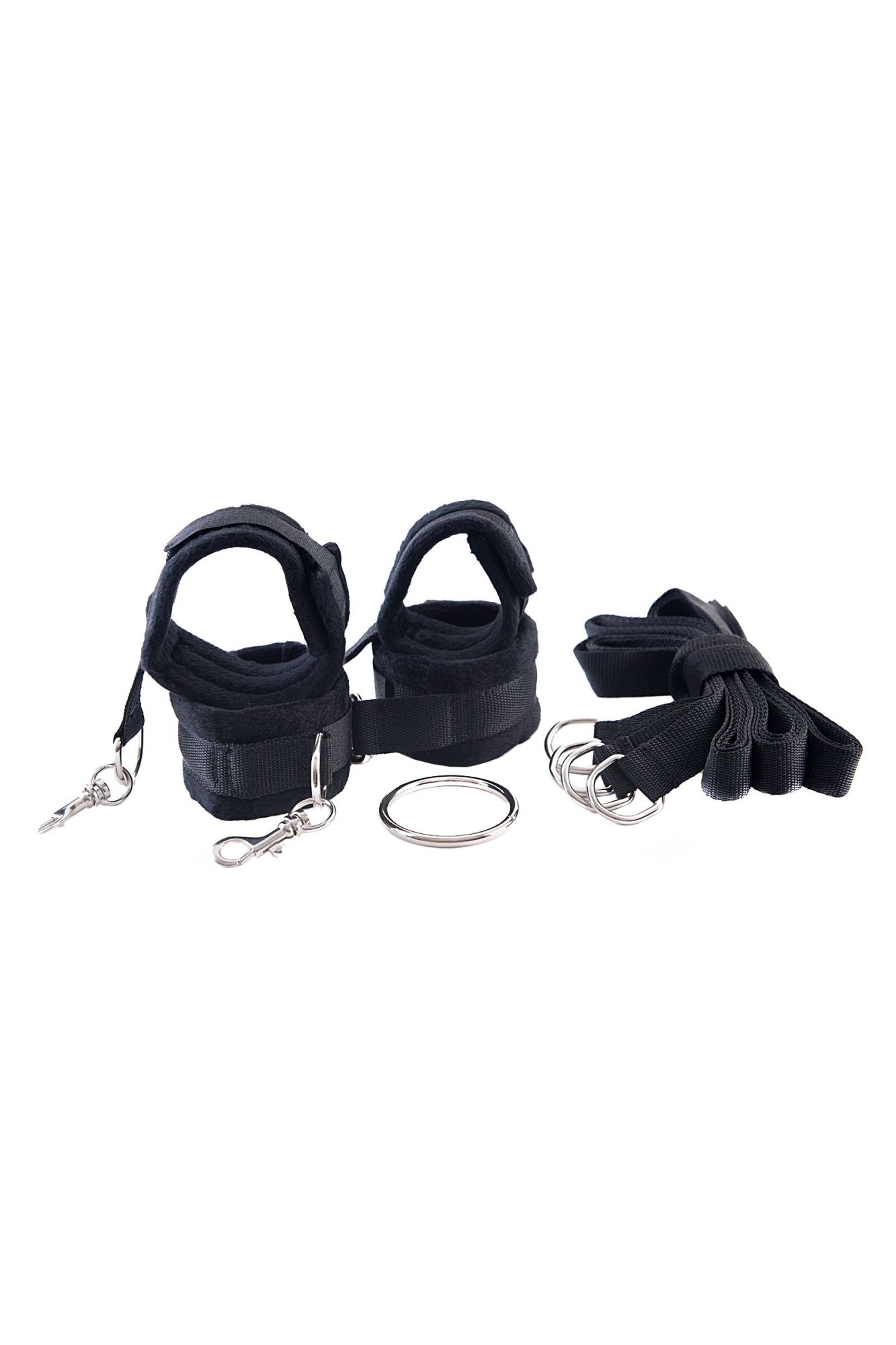 комплект бондажный toyfa theatre (наручники, оковы на ноги, кольцо, 4 фиксирующих ремня), черный в Севастополе
