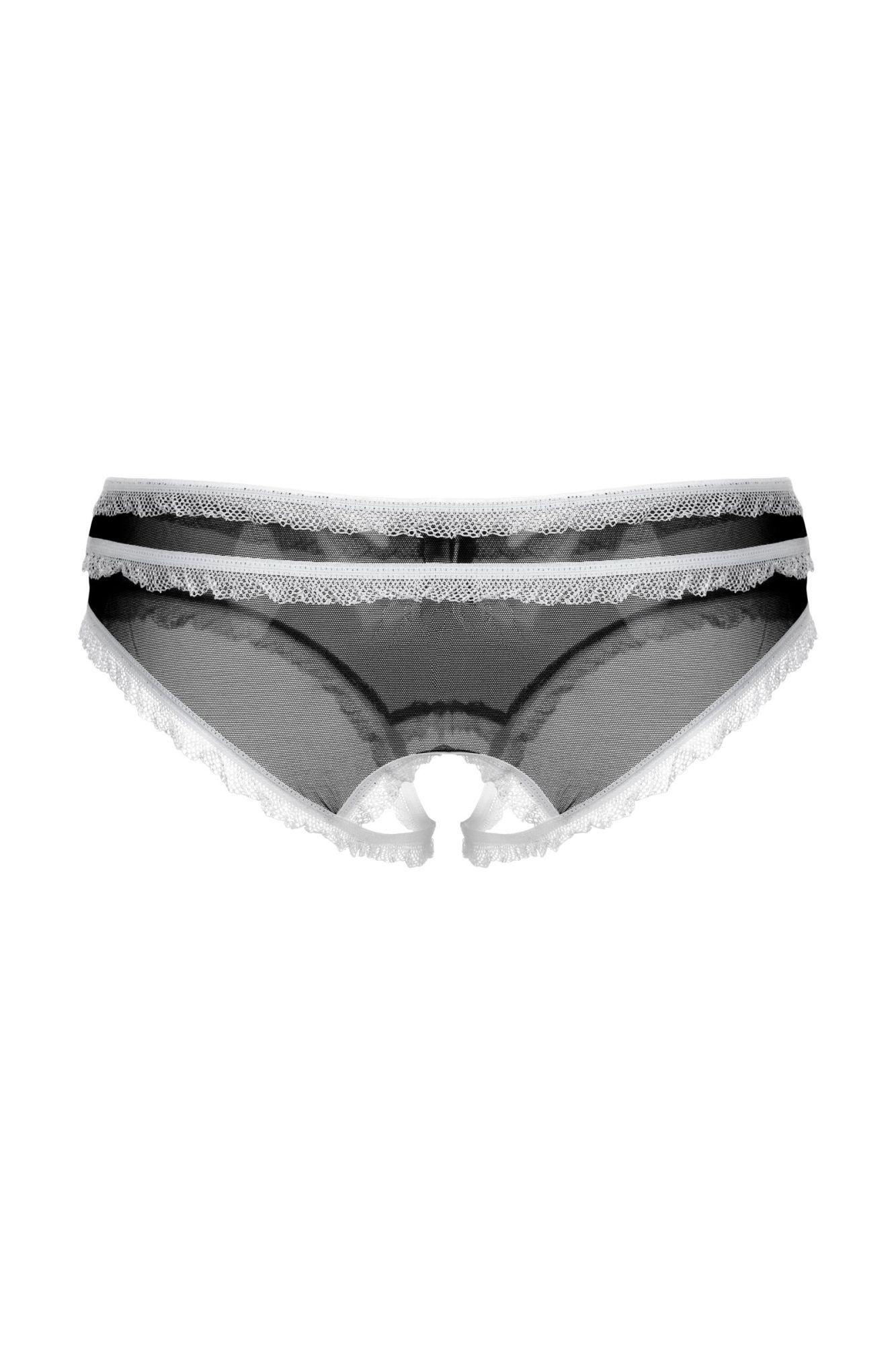 Эротическое трусики открытые с рюшами softline collection, черный, m/l в Севастополе
