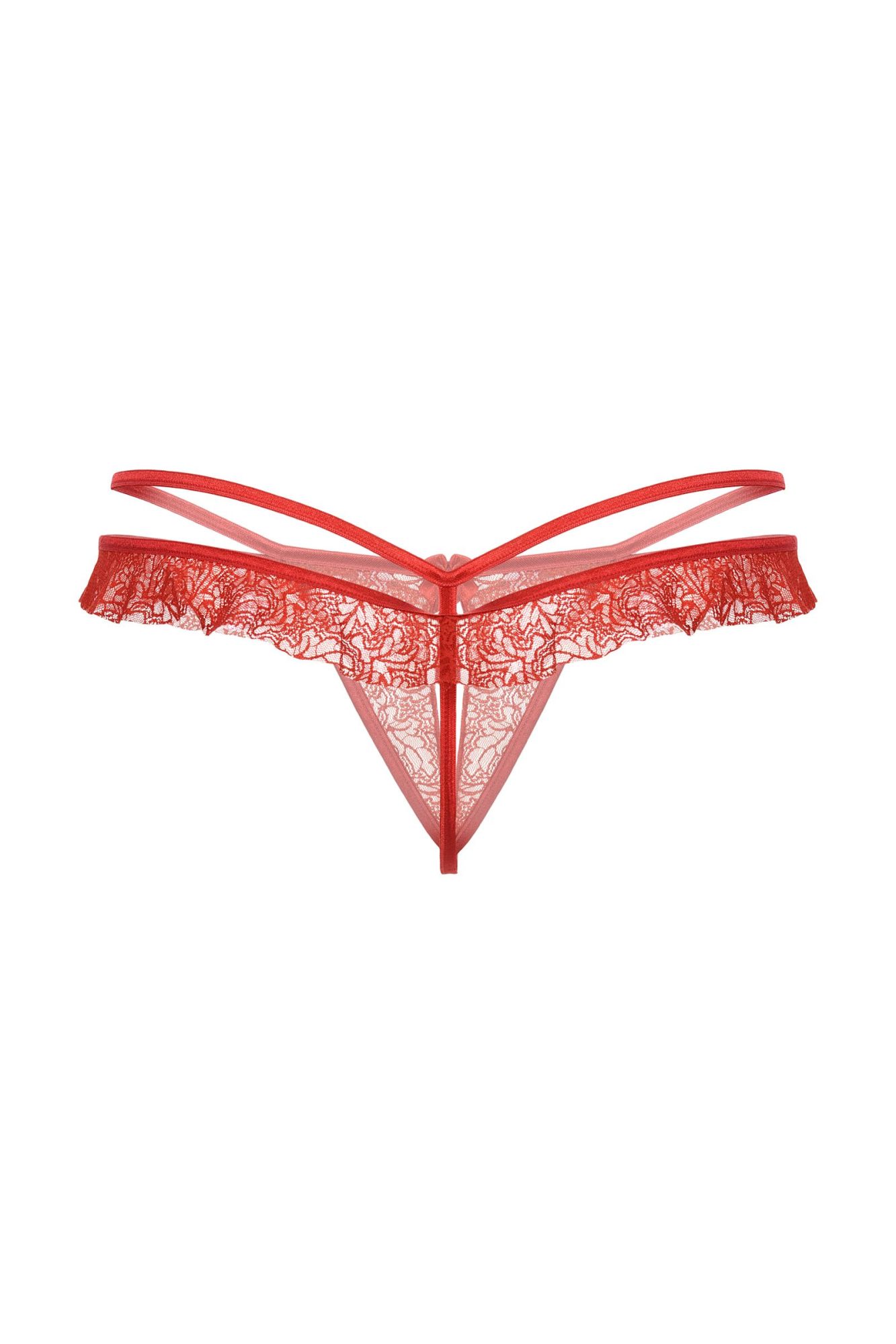Эротическое стринги открытые с оборками softline collection, красный, s/m в Севастополе