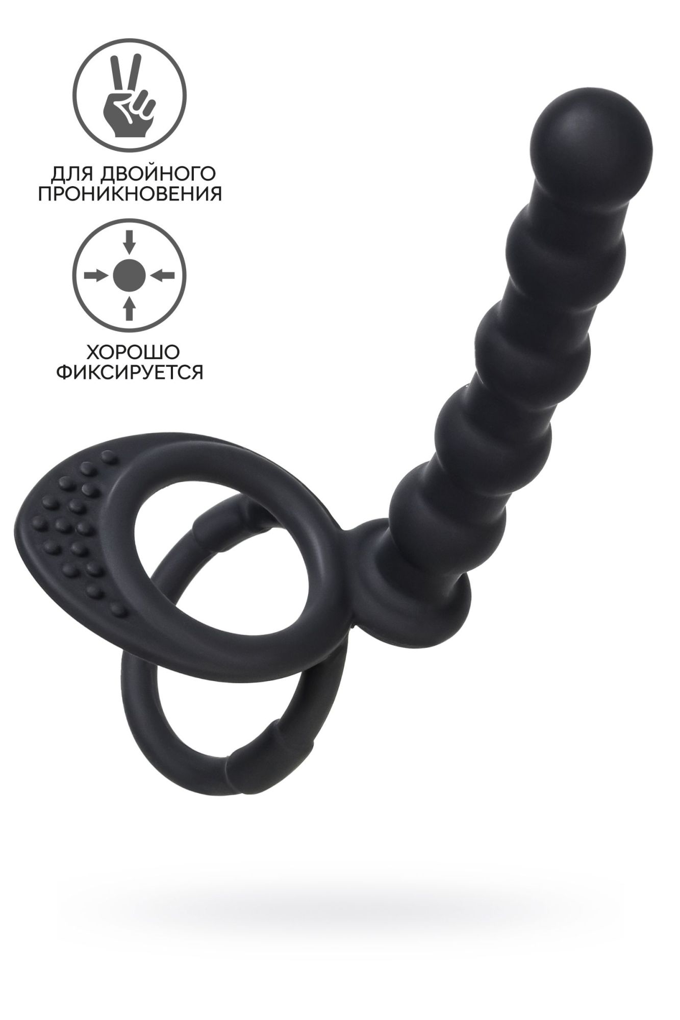 насадка на пенис для двойного проникновения black&red by toyfa, силикон, черная, 19,5 см в Севастополе