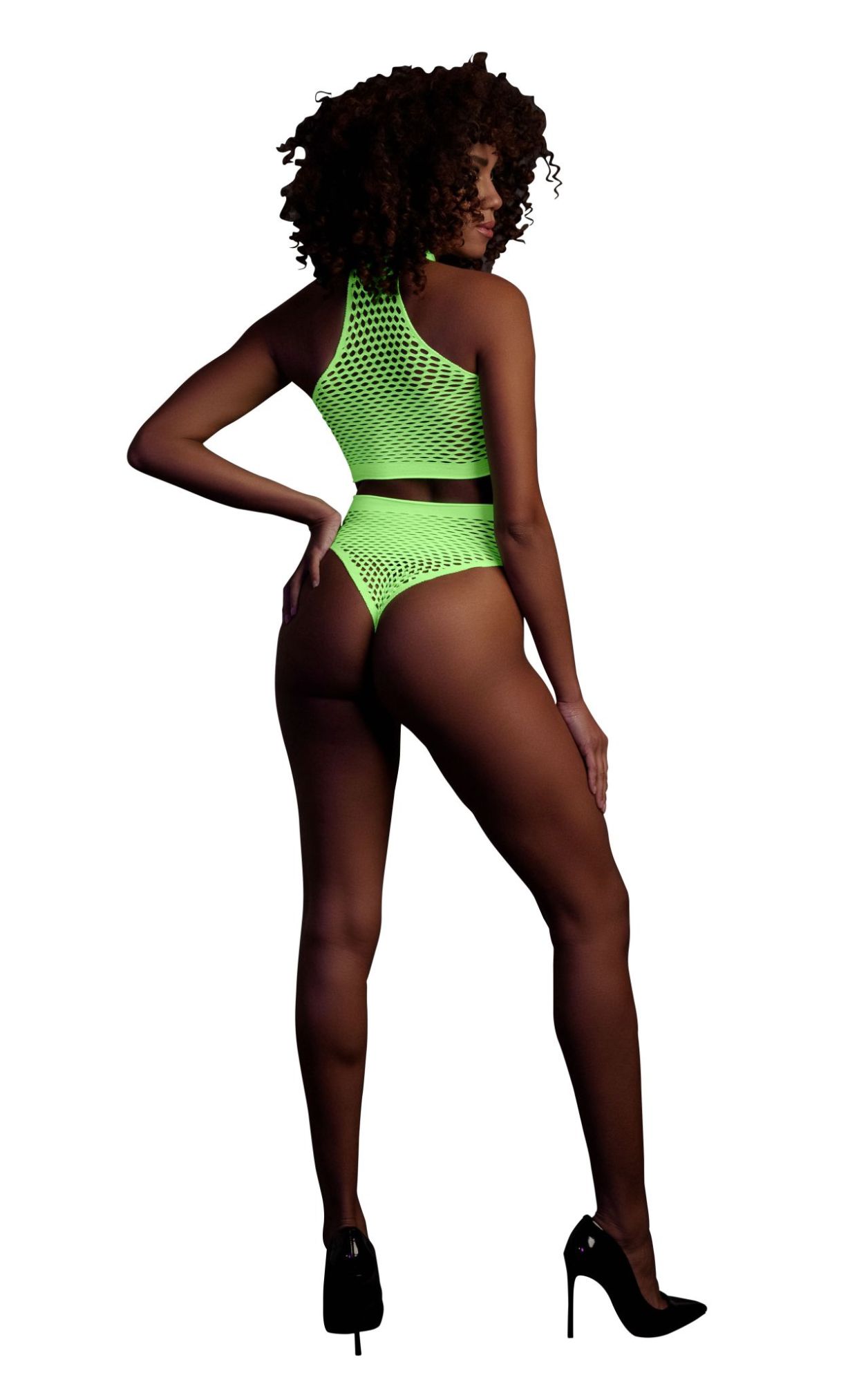Эротическое топ и трусики turtle neck and high waist slip - green - xs/xl в Севастополе