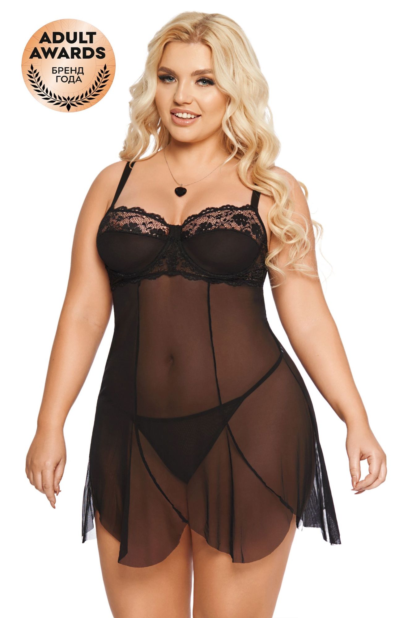 Эротическое ночная сорочка и стринги softline collection carla, черный, xxl в Севастополе