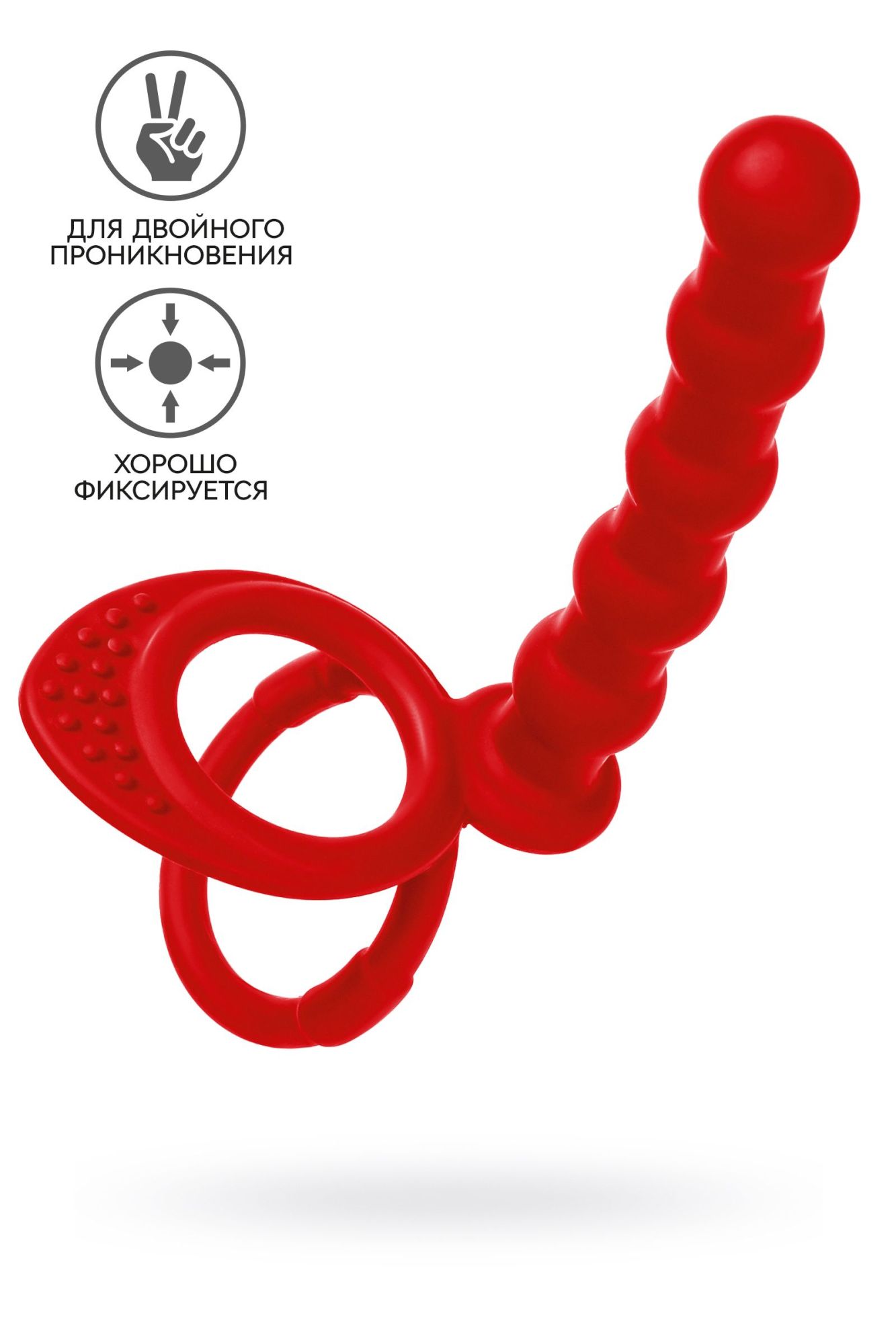 насадка на пенис для двойного проникновения black&red by toyfa, силикон, красная, 19,5 см в Севастополе