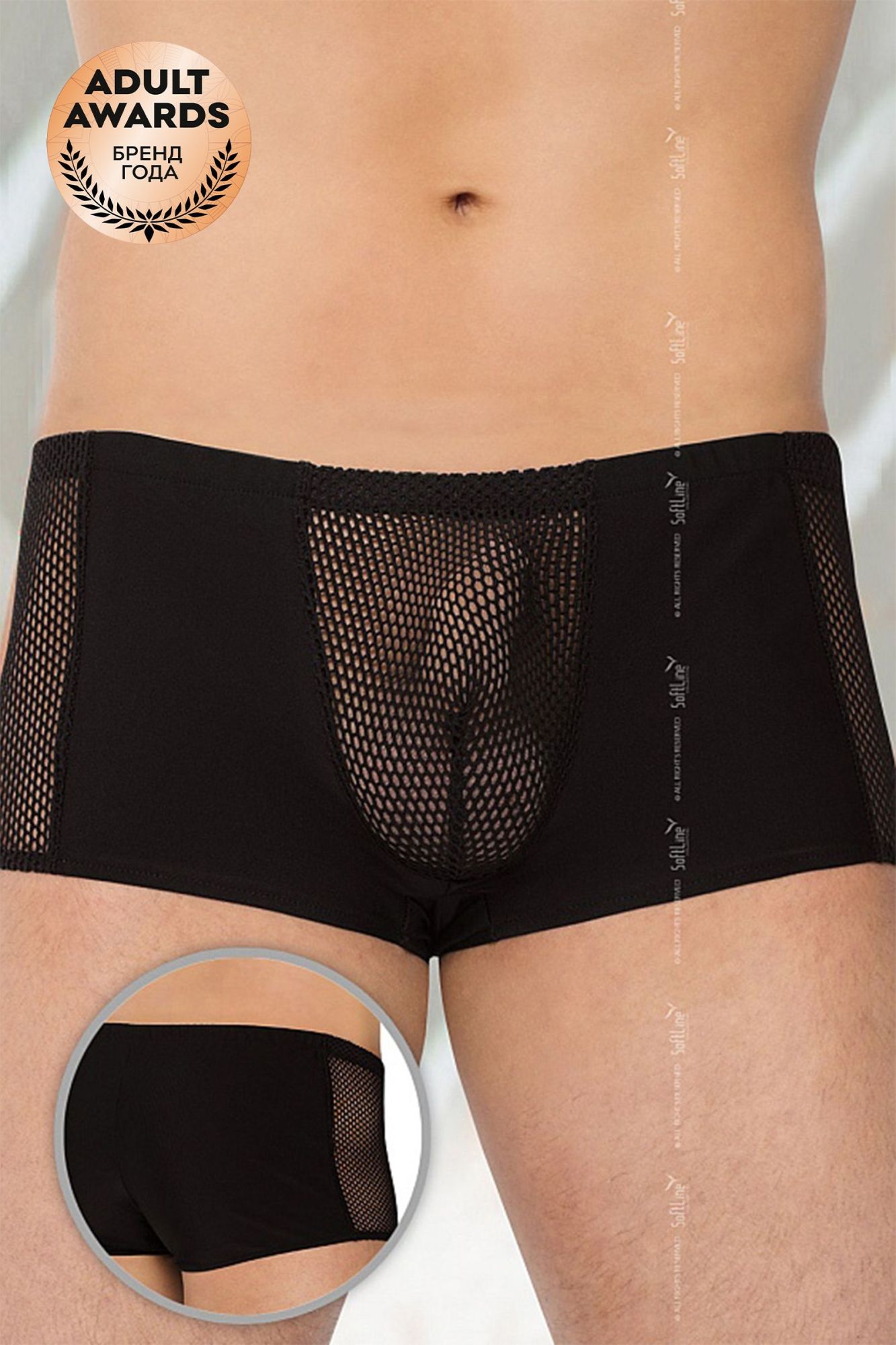 Эротическое шорты мужские с сеткой softline collection, черный, xl в Севастополе