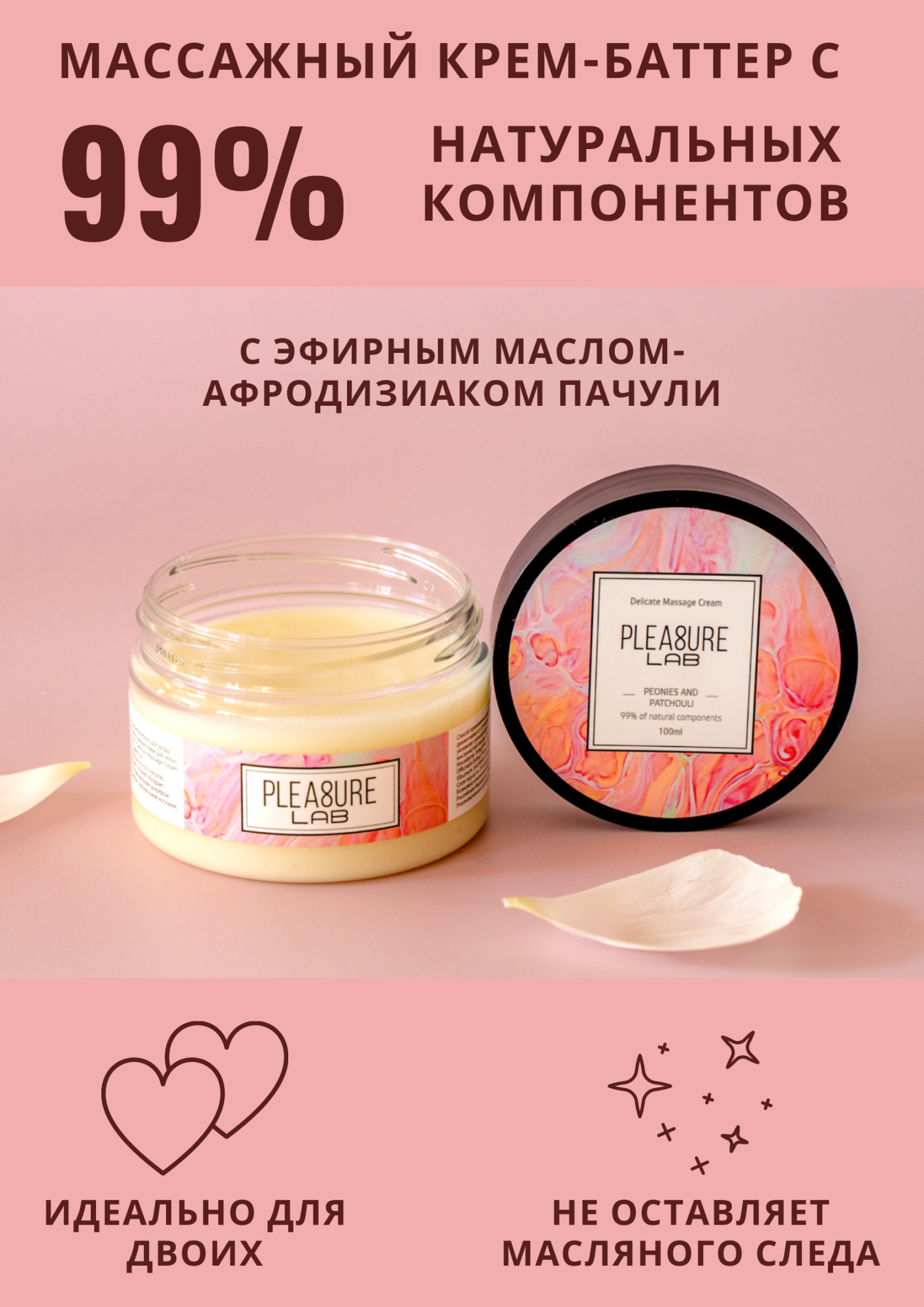 массажный крем pleasure lab delicate пионы и пачули 100 мл 1074-02lab в Севастополе