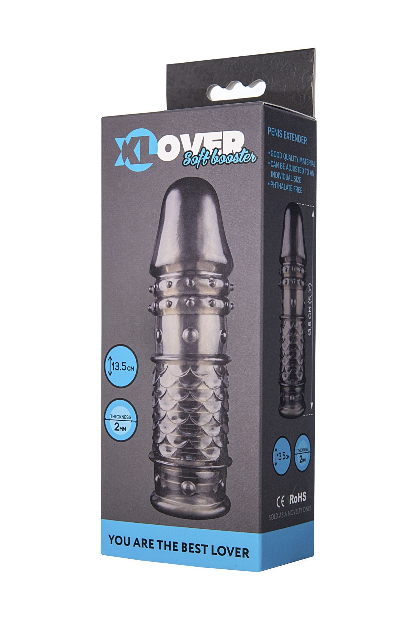 насадка toyfa xlover, для увеличения размера, tpe, черная прозрачная, 13,5 см в Севастополе