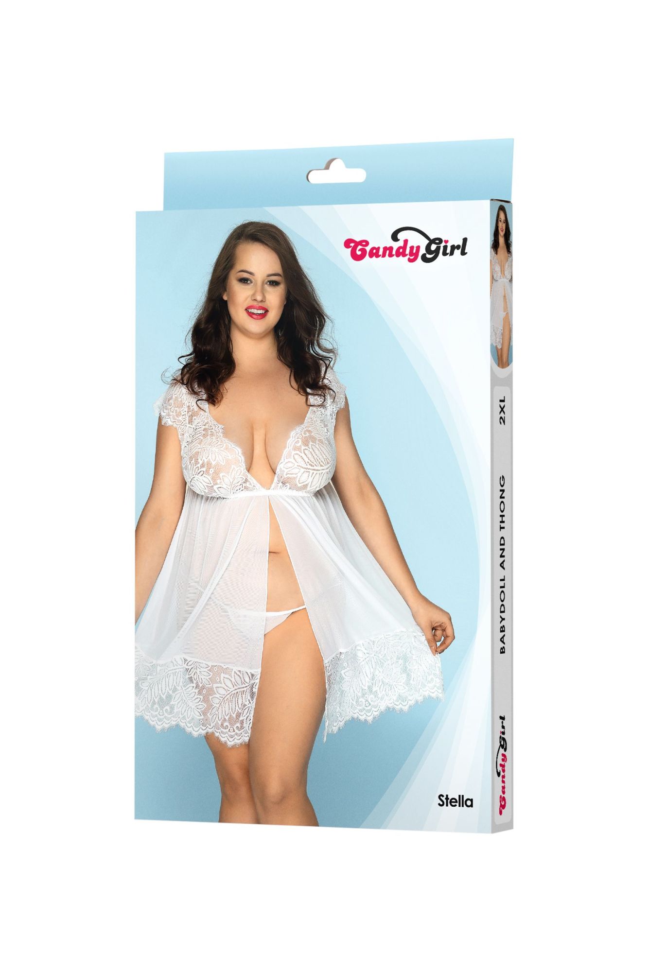 Эротическое комбинация и стринги candy girl stella белые, 2xl в Севастополе