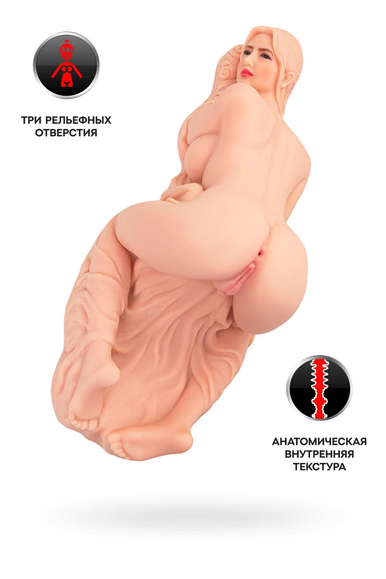 мастурбатор реалистичный kokos valentina, tpr, телесный, 42 см в Севастополе