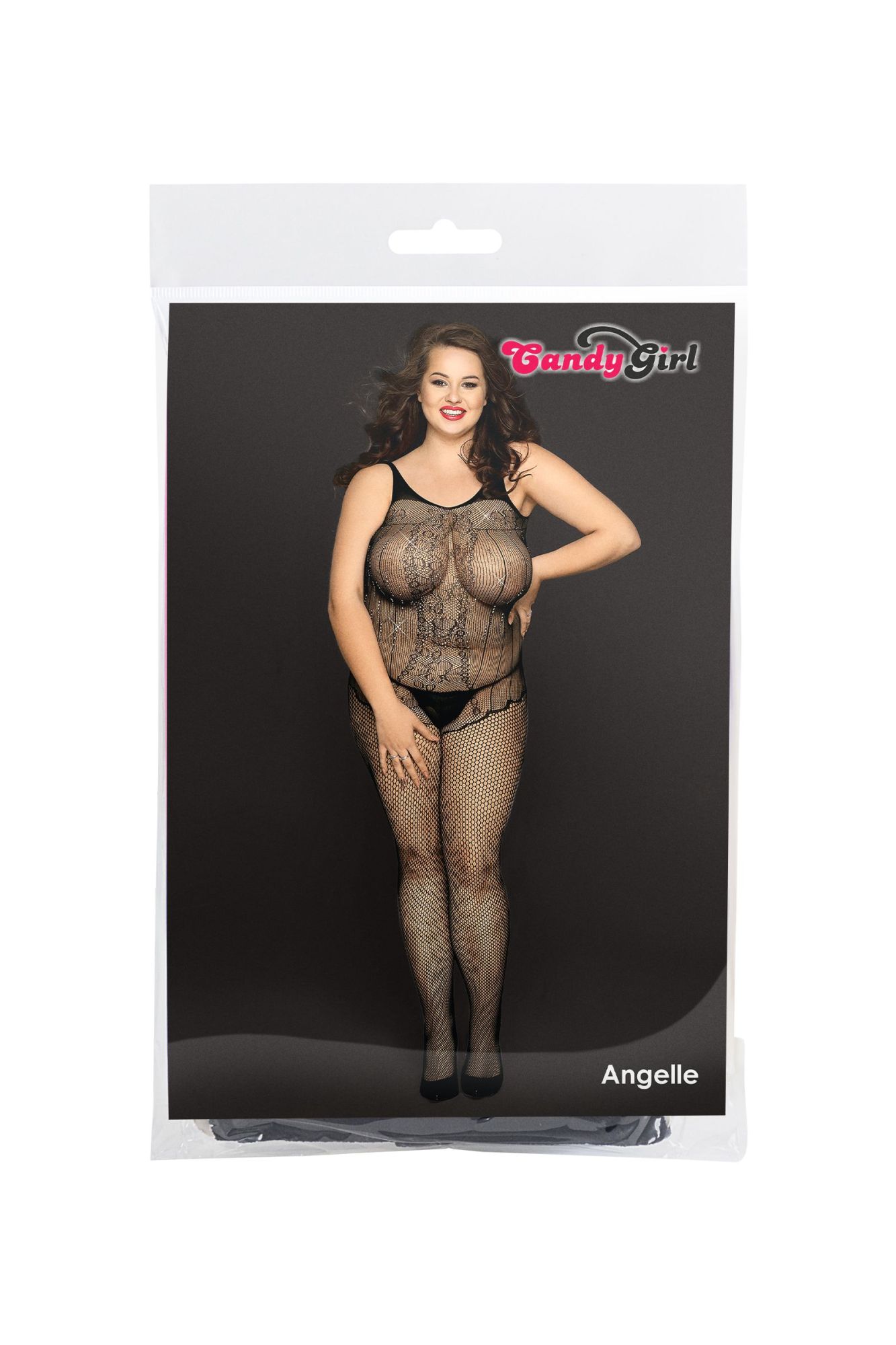 Эротическое костюм-сетка со стразами и стринги candy girl angelle черные, 2xl в Севастополе