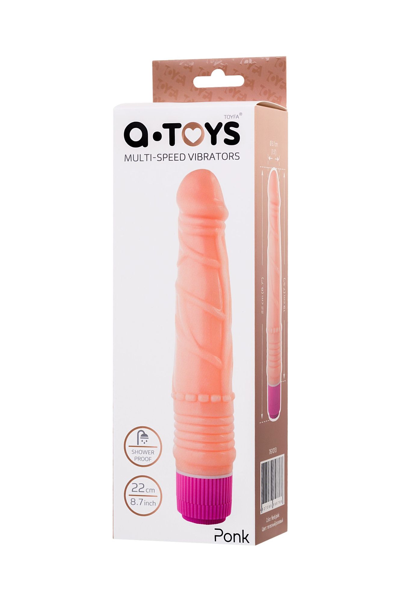 реалистичный вибратор toyfa a-toys ponk, pvc, телесный, 22 см в Севастополе